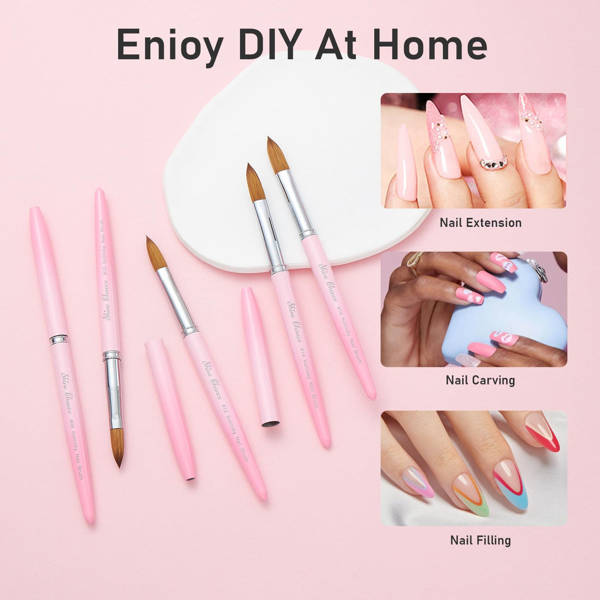 Shine Chance acrylic nail brush Size 12 storage box and tube for travel.