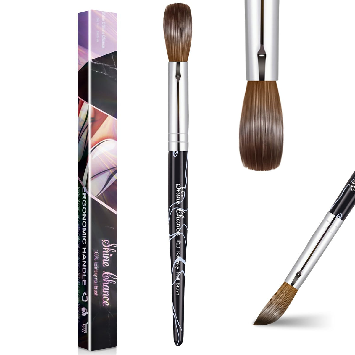 Shine Chance acrylic nail art brush with pure kolinsky hair for smooth application