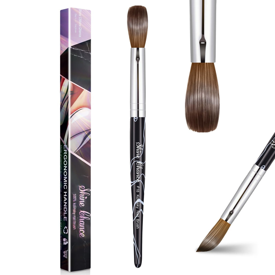 Shine Chance acrylic nail art brush oval 18 for precise acrylic application and smooth powder pickup