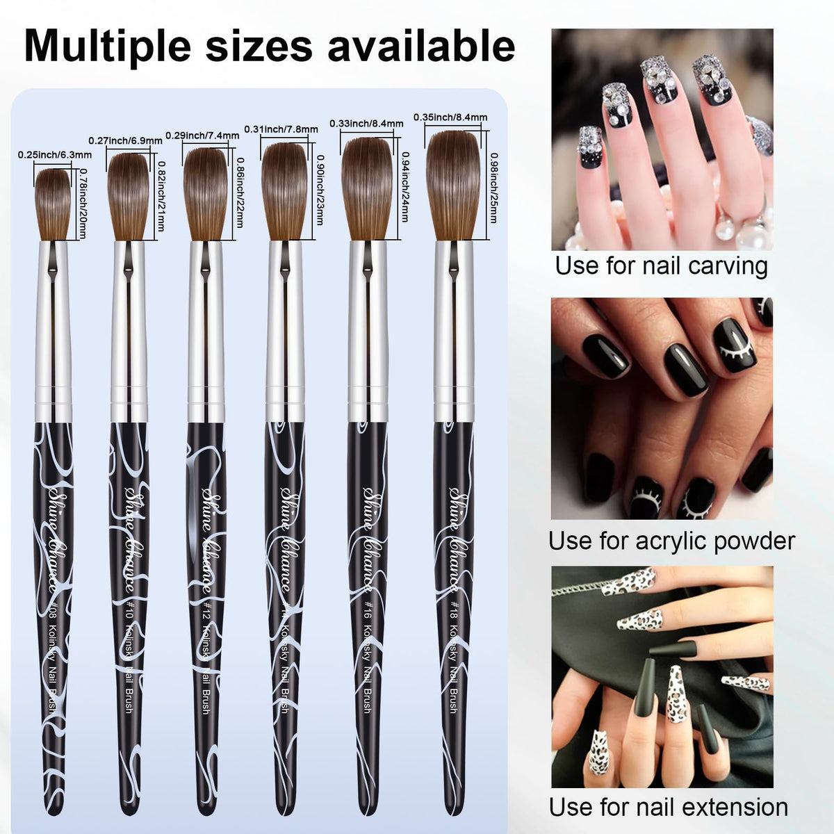 Shine Chance crimped oval brush head enabling versatile control for large areas and fine lines