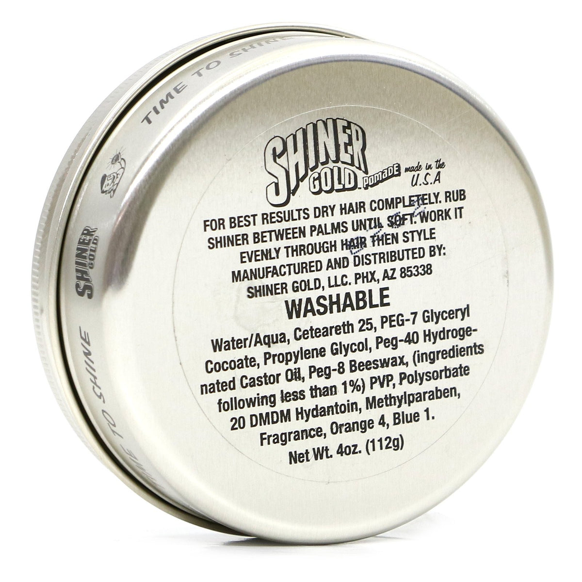 Shiner Gold Psycho Hold Pomade high shine finish for controlled, sleek styling