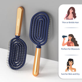 SHINLEA vented spiral design minimizes tugging for smoother detangling on wet hair.