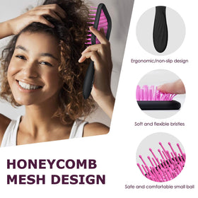 SHINLEA honeycomb mesh detangler aiding gentle detangling on curls