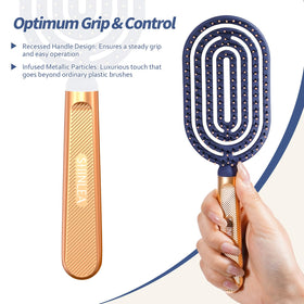 SHINLEA Speed Dry Detangler Brush metal-infused handle adds weight for precise styling.