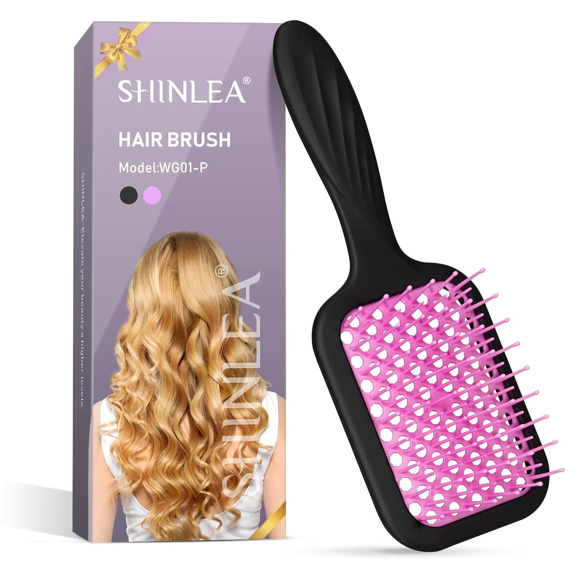 SHINLEA vented detangling brush in purple close-up for easy detangling and faster drying