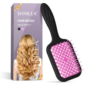 SHINLEA vented detangling brush in purple close-up for easy detangling and faster drying