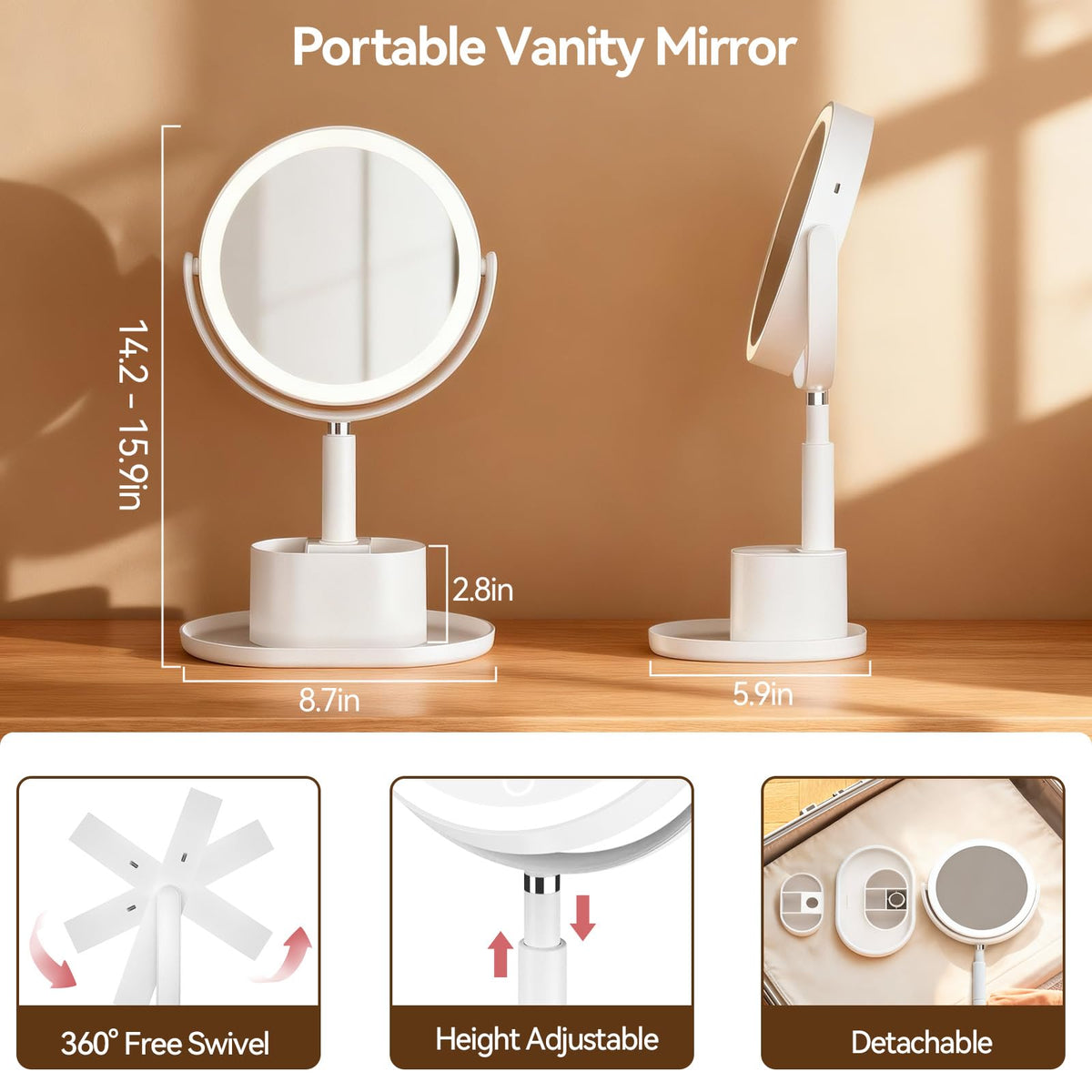 Shinowa detachable travel mirror ideal for trips.