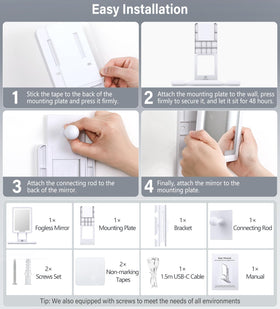 Shinowa IP66 waterproof shower mirror designed for steamy environments
