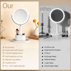 Shinowa mirror base with storage for brushes and cosmetics.