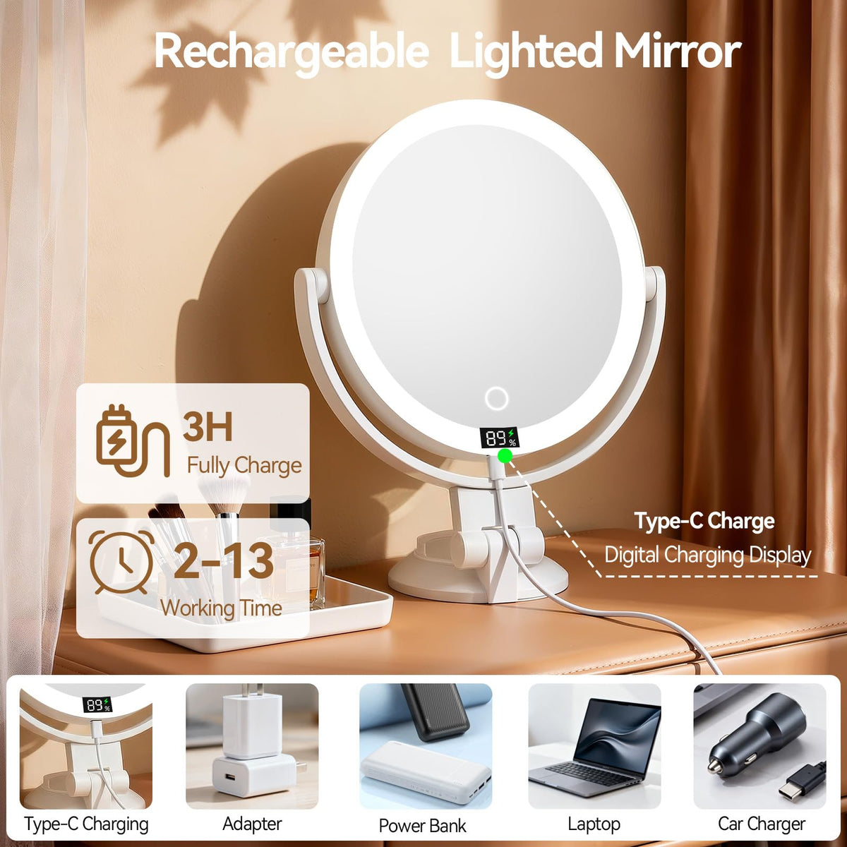 Shinowa mirror offering three light modes and dimming for accurate color under varied conditions