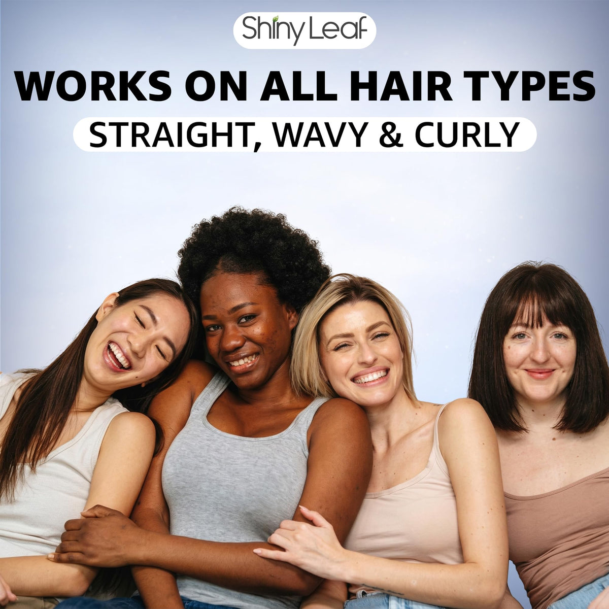 Shiny Leaf color-safe hair care on shelf for all hair types
