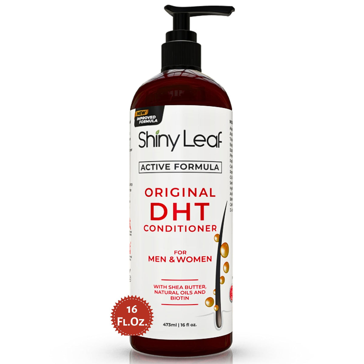 Shiny Leaf DHT Blocker Conditioner bottle for smoother, fuller hair