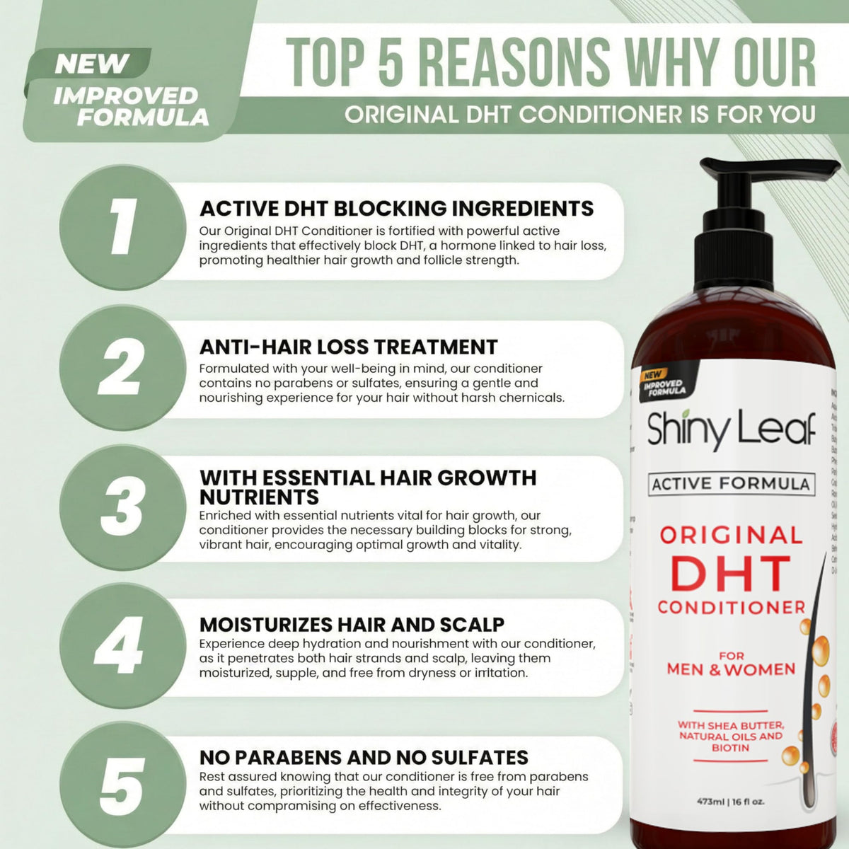 Shiny Leaf DHT Blocker Conditioner ingredients with rosemary and biotin