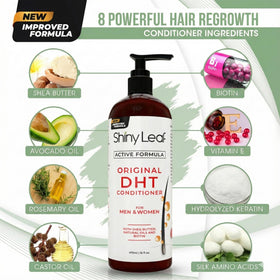 Shiny Leaf DHT Blocker Conditioner rose-fragrance image conveys spa-like freshness