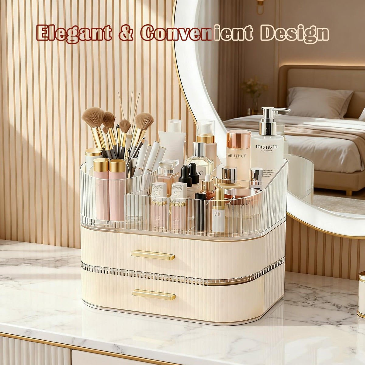 ShinyDew bathroom countertop storage keeps skincare organized