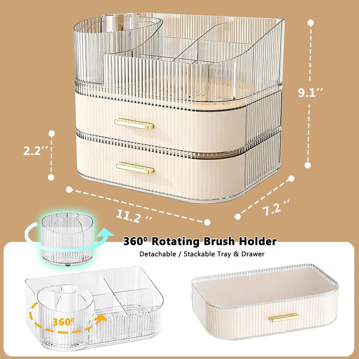 ShinyDew compact makeup organizer with large capacity for small spaces
