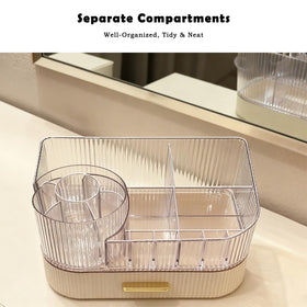 ShinyDew compact multi-compartment setup fits small vanities with ease.