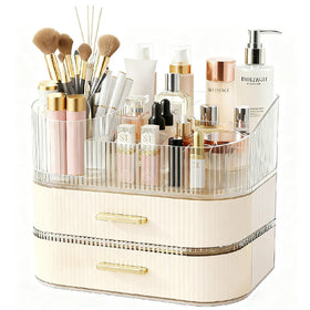 ShinyDew makeup organizer vanity with stackable drawers for flexible storage