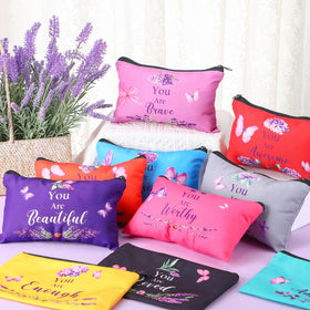Shinylin You Are butterfly canvas makeup bag in red, bright gift option for Mom.