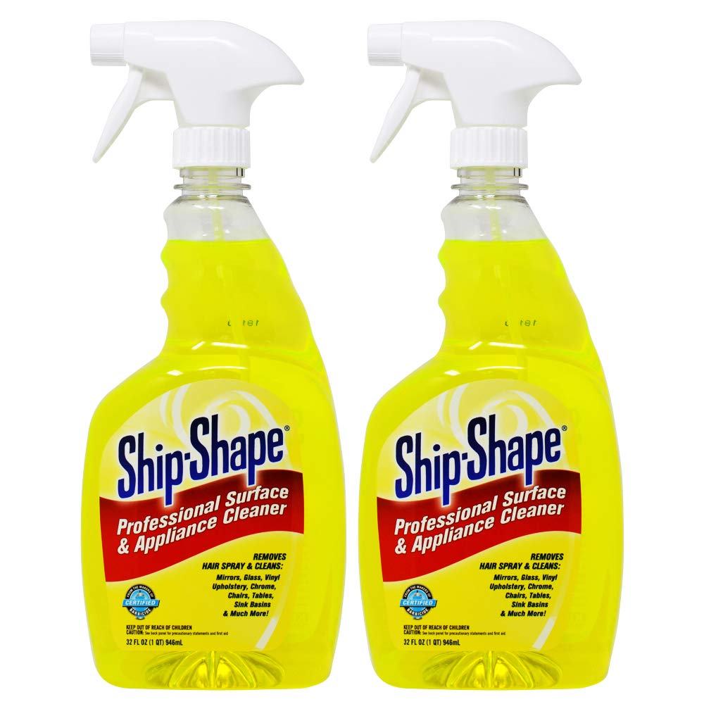Ship-Shape Professional cleaner bottle and surfaces delivers streak-free shine for salon stations.