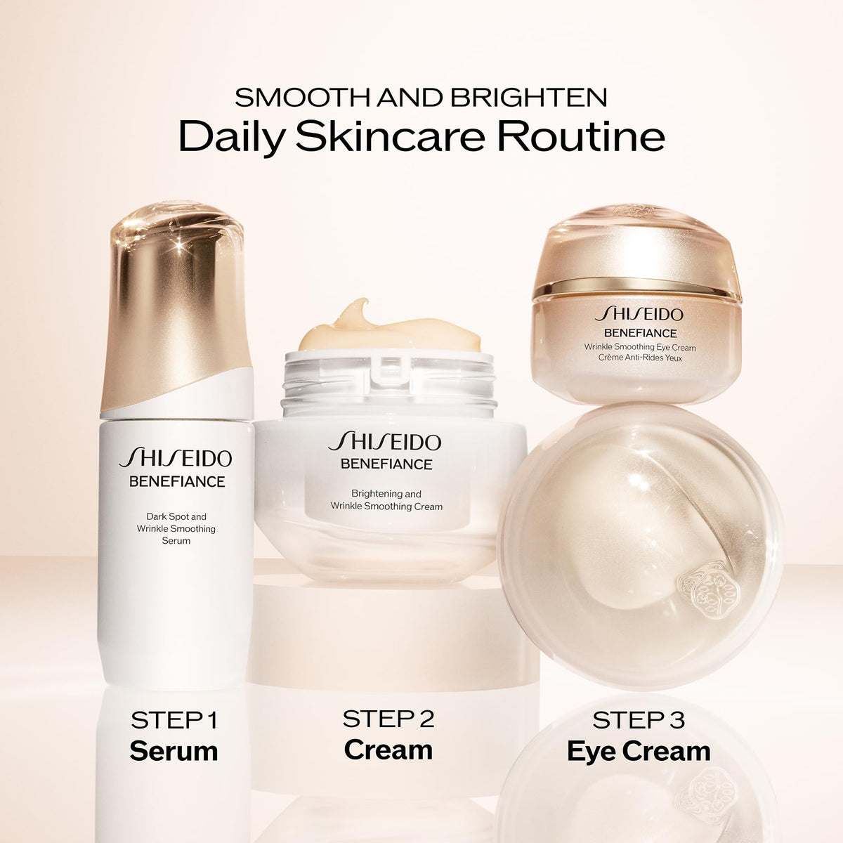 Premium display of Shiseido Benefiance packaging reinforces luxury skincare experience