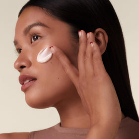 Shiseido Bio-Performance cream applied to face for rejuvenated skin appearance
