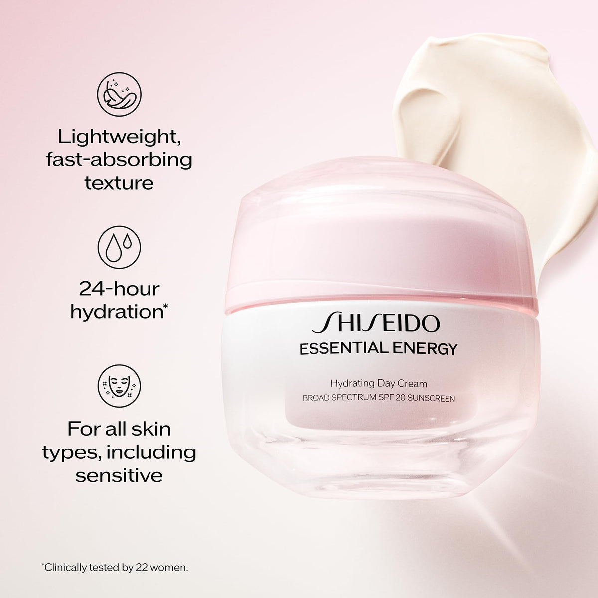 Morning skincare routine with Shiseido Essential Energy Day Cream as last step