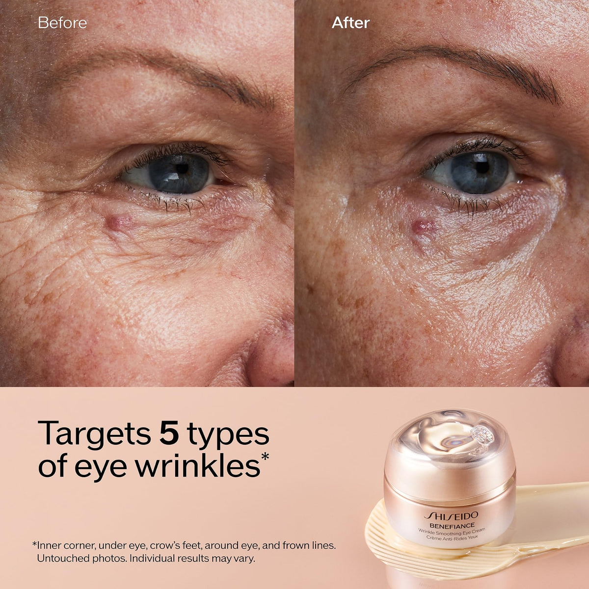 Shiseido Eye Cream swatch, targeted care for the eye area.