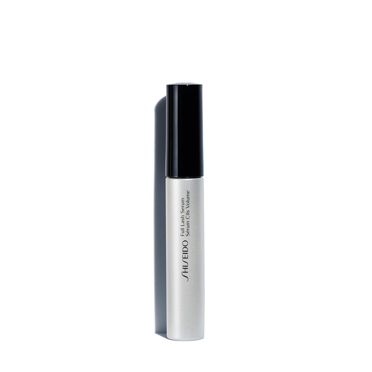 Shiseido Full Lash and Eyebrow Serum bottle closeup highlighting nourishing formula for lashes