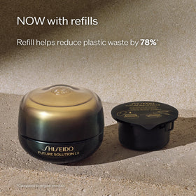 Shiseido Future Solution LX all-skin-types label on packaging shows universal suitability