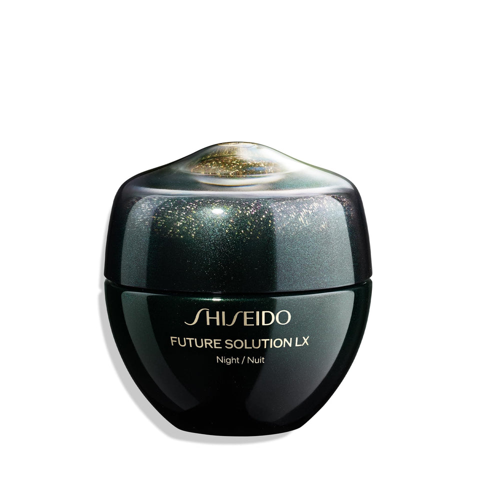 Shiseido Future Solution LX cream jar closeup with rich texture for hydration.