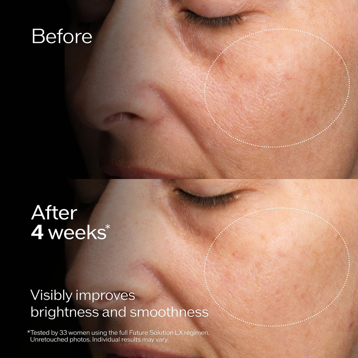 Shiseido Future Solution LX softener application on skin promotes smoother texture