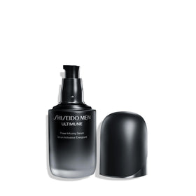 Shiseido Men Ultimune Serum drops into hand showing daily use potential.