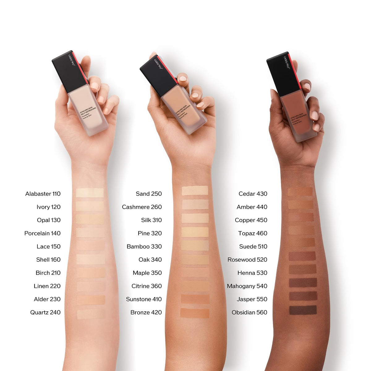 Close-up on Shiseido Synchro Skin showing climate-adaptive technology.