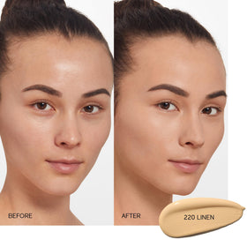 Swatch of Shiseido Synchro Skin on skin displaying natural finish.