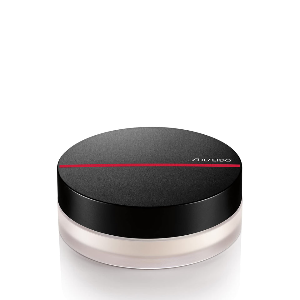 Shiseido Synchro Skin Invisible Silk Powder packaging close-up for matte, portable use