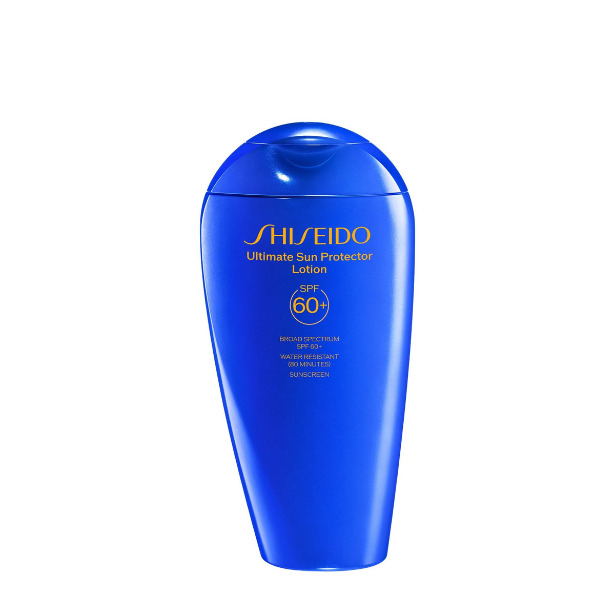Shiseido Ultimate Sun Protector Lotion bottle front, invisible SPF 60+ for face and body