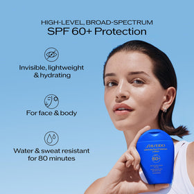 Shiseido Ultimate Sun Protector Lotion heat-activated veil on skin