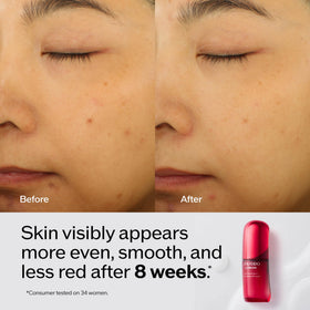 Shiseido Ultimune camellia ingredients visual, highlighting elasticity support.