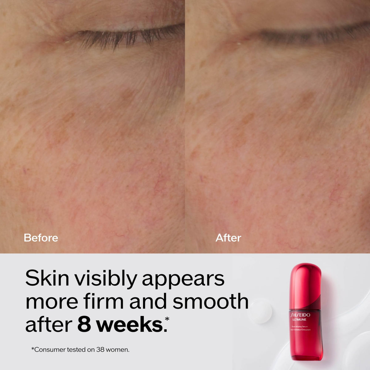 Serum bottle catching light to hint at a glow.