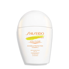 Shiseido Vita-Clear Sunscreen bottle with invisible finish for makeup ready skin