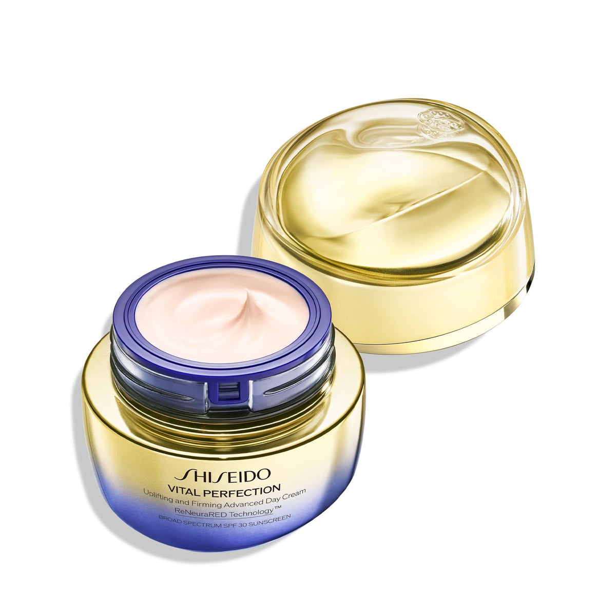 Shiseido Vital Perfection day cream leaves a luminous finish and refreshed look.