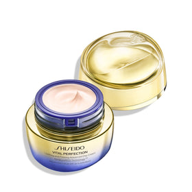 Shiseido Vital Perfection day cream leaves a luminous finish and refreshed look.