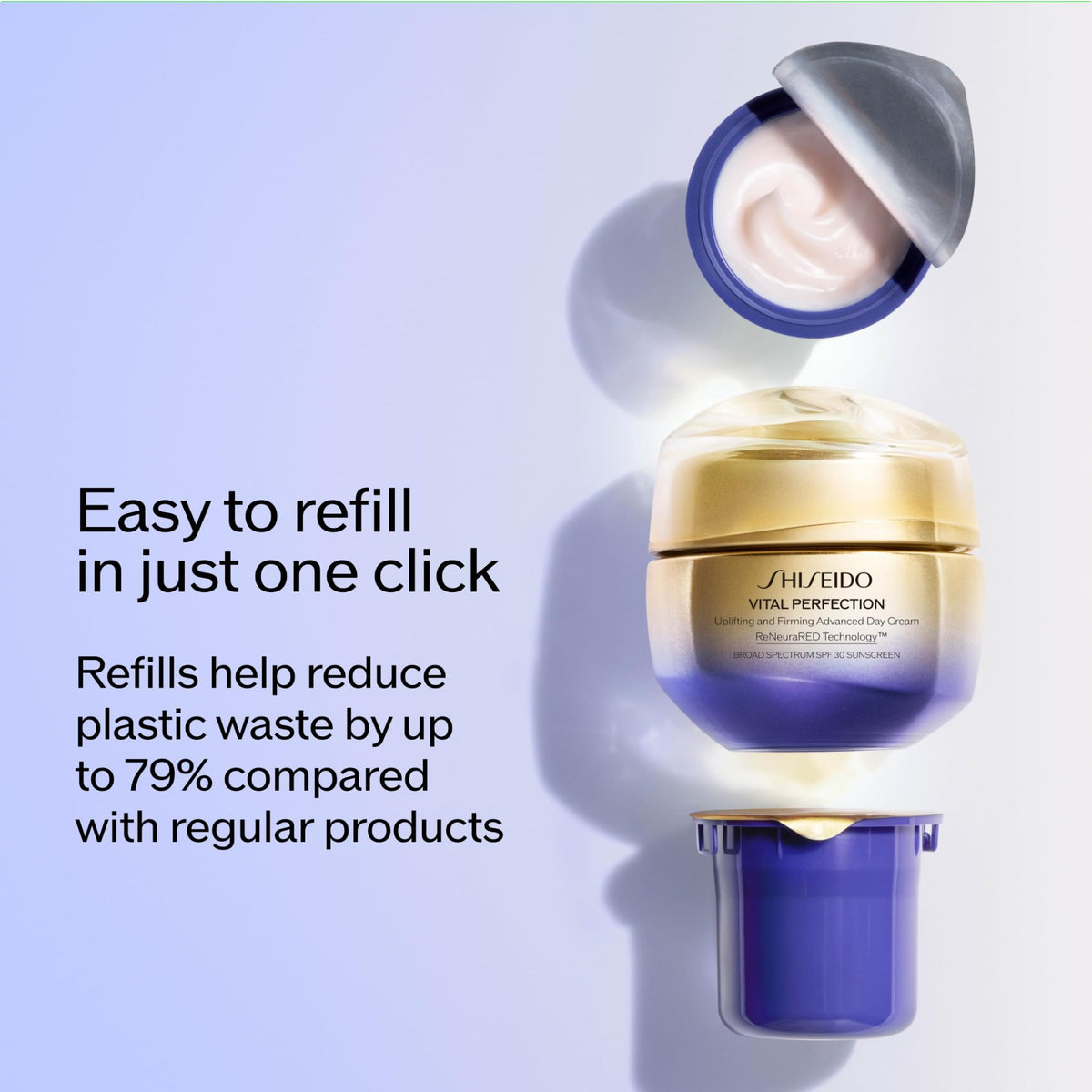 Shiseido Vital Perfection day cream on skin after use with even tone.
