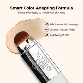 SHLLON dewy finish on skin after blending for natural glow