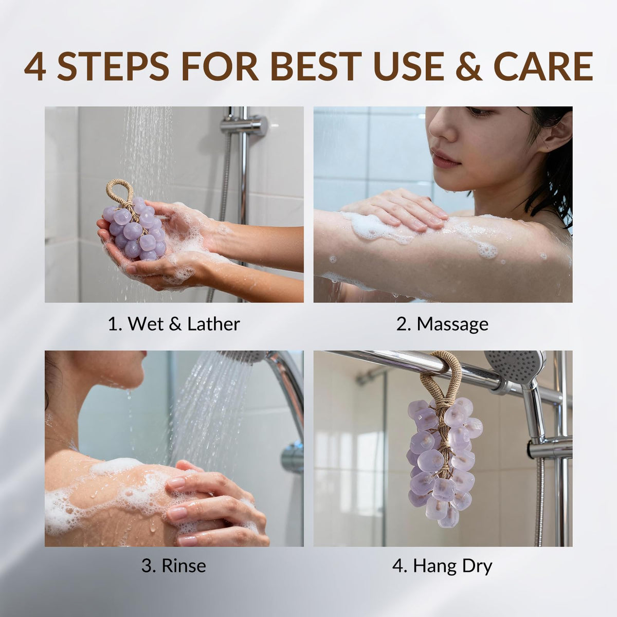 Daily use SHLLON grape soap on rope for hands or body