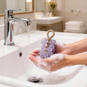 Gift-ready SHLLON grape soap on a rope packaging for special occasions