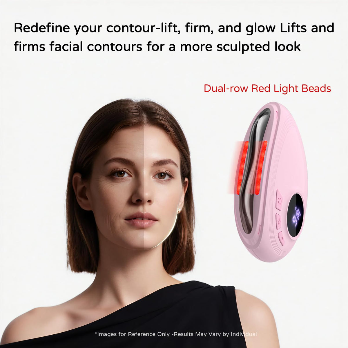 SHMHE metal facial tool with ergonomic pink handle enhances at-home spa sessions.