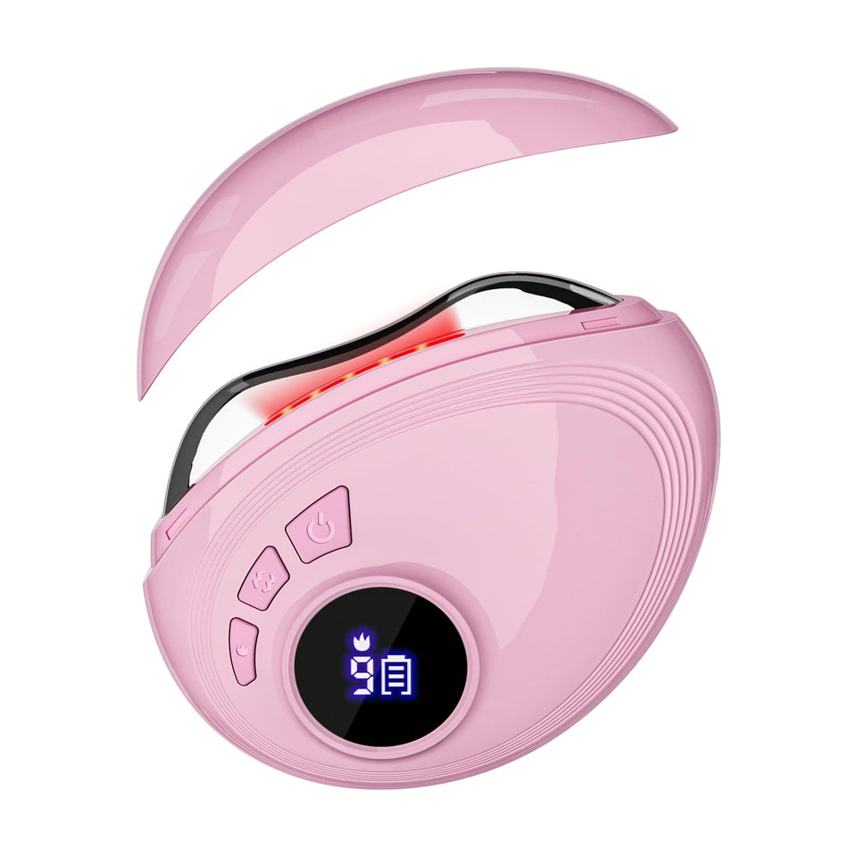 SHMHE professional LED red light gua sha massager head pink for radiant skin and contouring.