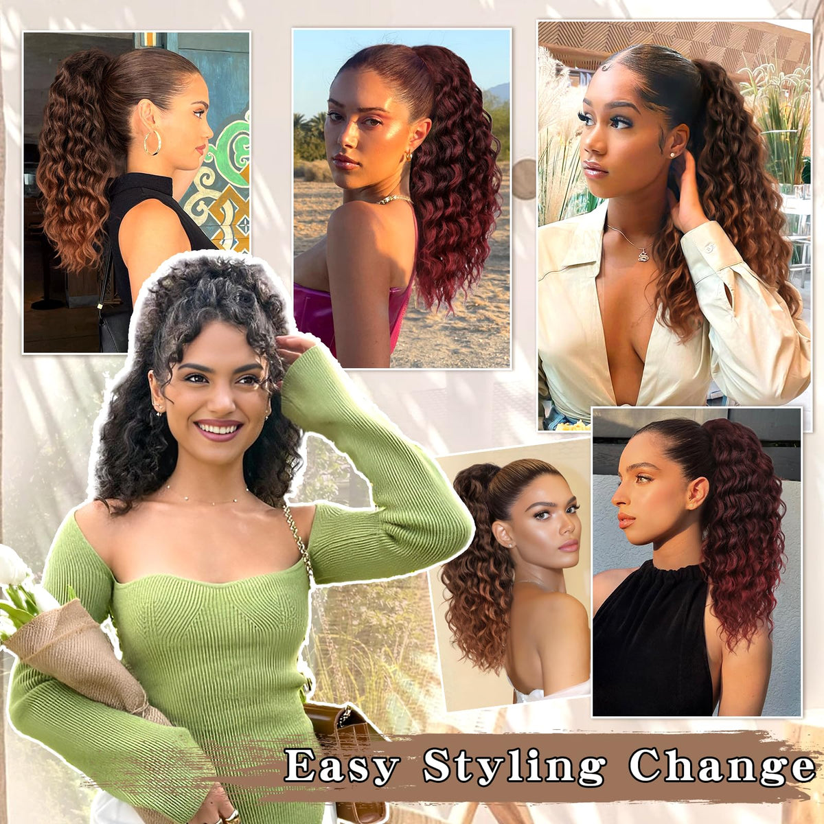 SHNMIN fluffy volume delivers fuller, natural-looking ponytail.